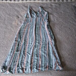 Roxy Striped Midi Dress in Green and Pink